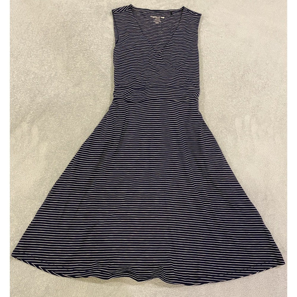 Toad&Co Womens Marley Dress Sz Medium Blue White Stripe Short Sleeve